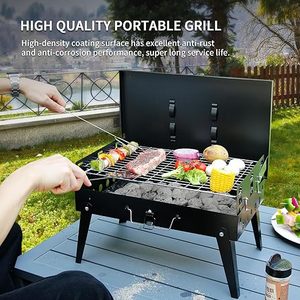 Griglia BBQ Portatile Pieghevole Premium a Carbone con Set di Utensili Antiaderenti - <span class=keywords><strong>Barbecue</strong></span> da Tavolo per Campeggio e Picnic all'Aperto - Product Image 4