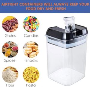 Juego de 7 Recipientes Rectangulares Transparentes para Cereales, Libres de BPA, Ecológicos, de Plástico de Grado Alimenticio, con Tapas Herméticas, Modernos para Almacenamiento - Product Image 2