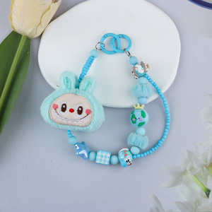 Nouvelle poupée en peluche mignonne peinte à la main perlée porte-clés sangle sac caméra décoration pendentif polyvalent - Product Image 6