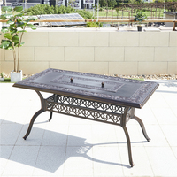 Ensemble de salon de jardin en aluminium moulé CHOUVANT K/D, mobilier de luxe, ensemble de salle à manger de patio, ensemble de jardin, table de rassemblement pour le feu dans la cour