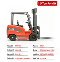 Chariot élévateur électrique professionnel à contrepoids, capacité 1,5 tonne, mini chariot compact à conduite assise