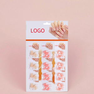 <span class=keywords><strong>Faux</strong></span> ongles personnalisés réutilisables en ABS, motif carré, français, couverture complète, longueur courte, pré-conçus, couleur nude unie - Product Image 2