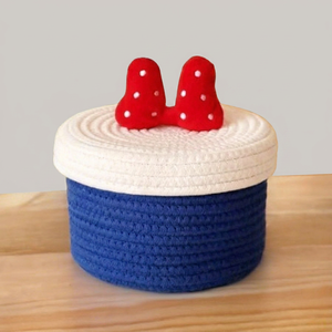 Panier de rangement en corde de coton tressé à la main, écologique et durable, pour vêtements d'enfants, organisateur de vêtements de bébé, rangement de chaussures de salon, motif dessin animé - Product Image 1