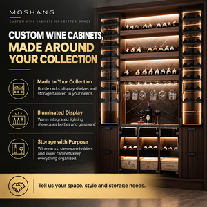 Sistema a Parete Completo per Bar Personalizzato MoShang <span class=keywords><strong>con</strong></span> Vetrina Aperta, Illuminazione LED e Portabottiglie in Vetro per <span class=keywords><strong>Soggiorno</strong></span> - Product Image 5