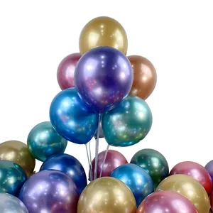 Inflatable लेटेक्स क्रोम Globos धातु का रंग बैलोन 12 "2.8g गोल्ड क्रोम गुब्बारे