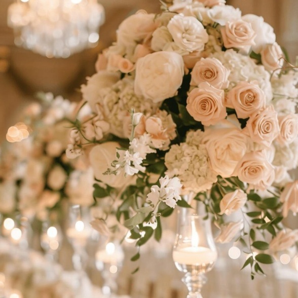 BetterLove Luxury Large Silk Flower Ball Wedding Table Centerpiece - Artificial Floral Arrangements
