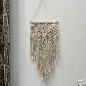 Zegenen Internationale Handgemaakte Macrame Geweven Bohemian Boho Chic Beige Wanddecoratie Voor Nursery, Huis, Slaapzaal, Appartement