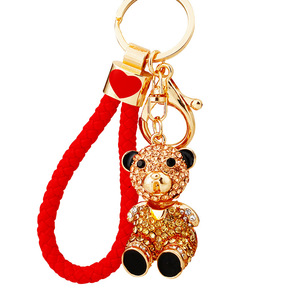 Portachiavi con Strass a Forma di Animale Carino, Design Orso Coniglio Mela, Anello Portachiavi <span class=keywords><strong>in</strong></span> Cristallo e Lega, Charm per Borse, <span class=keywords><strong>Regalo</strong></span> per Donne, Vendita all'Ingrosso - Product Image 5