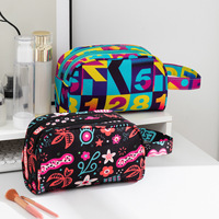 Bolsa de Viaje Oxford con Logotipo Colorido, Bolsa de Almacenamiento Impermeable de Gran Capacidad, Bolsa de Aseo para Mujer, Organizador de Maquillaje, Bolsa de Cosméticos