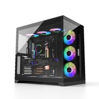 Boîtier PC de jeu Mid-Tower en verre trempé blanc 0,8 mm SPCC ATX/M-ATX TG avec USB 3.0 pour ordinateurs et tours, compatible Mini-ITX