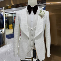 Costume de smoking de luxe 3 pièces pour homme en laine, coupe ajustée, style américain, pour affaires et mariage (veste, pantalon, gilet)