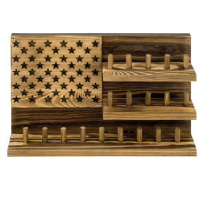Présentoir à bijoux mural en bois massif brûlé rustique à 3 niveaux <span class=keywords><strong>porte</strong></span>-bague de championnat de sport avec découpe d'étoiles du drapeau américain - Product Image 4