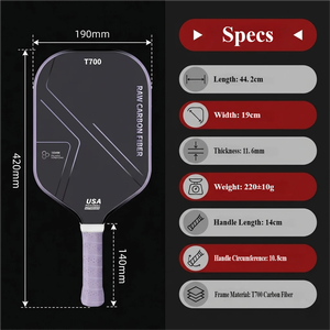 Raquette de pickleball en fibre de verre légère et durable avec poignée ergonomique confortable, idéale pour l'entraînement et les loisirs - Product Image 3