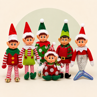 Maßgefertigte Weihnachts-Langbein-Elfenpuppe aus Polyester, Sitzende Feiertagsdekoration für Zuhause und Kamin