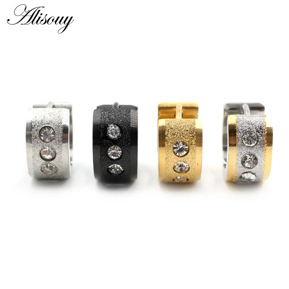 Alisouy 2 piezas Punk Acero inoxidable tallado trigo orejas oreja pendiente mujeres hombres círculo aro pendientes Piercing cuerpo joyería