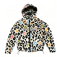 Veste coupe-vent vintage d'hiver à capuche imprimé léopard en nylon, fermeture éclair sur le devant, pour homme, personnalisable, colorée, imperméable, pour l'extérieur, coupe oversize