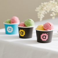 3 4 5oz harga pabrik OEM ODM kertas berlapis tahan bocor cangkir es krim dengan tutup dan sendok