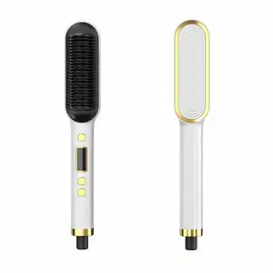 New Profissional Hot Combs Hair Straightener Brush Ceramic Hair Curler Heated Electric Smart Brush Hair Straightener