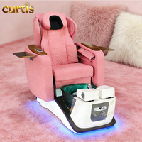 Fauteuil de pédicure inclinable luxueux avec lampe LED et système de jets sans tuyau pour salon de manucure, spa, salon de beauté