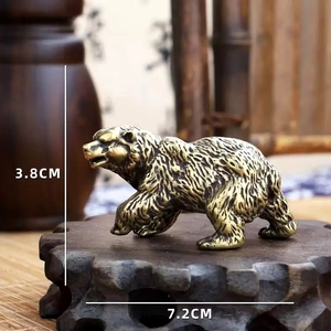 1pc Brass Big Bear Polar Tabletop Ornament Imposing Brown Pet for Tea Antique <strong>Copper</strong> <strong>Gift</strong> - Product Image 2