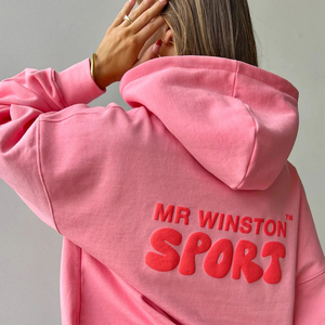 Custom Y2k <strong>Hoodie</strong> Manufacturer Wholesale 3D Foam Oversized Cotton <strong>Fleece</strong> Terry Quality Heavyweight <strong>Women</strong> Puff Printing <strong>Hoodie</strong> - Product Image 1