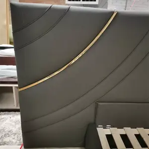 Sofisticata Idea di arredamento per la casa: italiano ispirato <span class=keywords><strong>letto</strong></span> <span class=keywords><strong>matrimoniale</strong></span> con <span class=keywords><strong>legno</strong></span> massello e testiera in peluche - Product Image 2