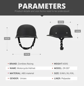 Medio <span class=keywords><strong>casco</strong></span> de motocicleta de cuero alemán, <span class=keywords><strong>casco</strong></span> Vintage, <span class=keywords><strong>Casco</strong></span> de Moto, <span class=keywords><strong>casco</strong></span> de cara abierta para motocicleta, piloto de motorista, certificación DOT - Product Image 3