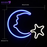 Letrero LED de Neón con Diseño de Luna y Estrella para Halloween, Decoración de Pared Acrílica Brillante para Hogar, Fiestas, Bares, Cafés, Dormitorios, Cuartos de Hombre y Regalos de Boda