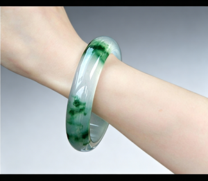 Brazalete de Jade de Cuarzo Natural para Mujer, con Patrón de Flores Azules, Brazalete de Tres Secciones con Flores Flotantes - Product Image 4