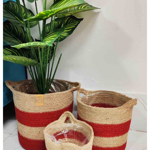 Panier de rangement tissé en corde de jute et coton écologique avec poignées robustes, grand panier à linge pour vêtements - Product Image 2