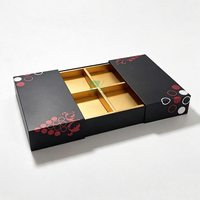Boîte cadeau rigide à double porte avec laminage mat écologique personnalisé pour l'emballage de chocolats, de desserts et de bonbons, papier noir recyclable