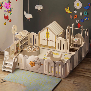 คอกกั้นเด็กแบบพลาสติกดีไซน์ทันสมัยสำหรับใช้ในบ้าน พร้อมรั้วป้องกันเด็กและแผ่นรองคลาน - Product Image 1