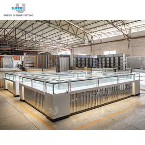 Luxury Stainless Steel Frame Glass Jewelry Showcase Wholesale Custom Jewelry Kiosk Showcase Jewellery Display Cabinet