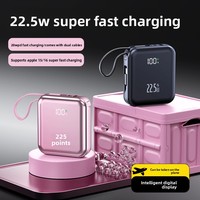 Batterie externe compacte et portable certifiée 3C, 22,5 W, charge super rapide, 20 000 mAh, haute capacité, avec câble intégré