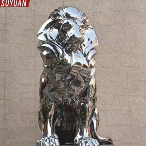 Custom Rvs Outdoor Leeuw Sculptuur Grote Roestvrijstalen Dier Geometrische Oppervlakken Metaal Zijn Leeuwbeeld Sculptuur - Product Image 4