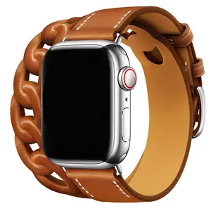 ของแท้หนังสําหรับ Apple นาฬิกาสายรัดข้อมือ 40 38 41 มม.สายการออกแบบใหม่เหมาะสําหรับ iwatch 7 6 SE คู่วงกลมหัวใจ