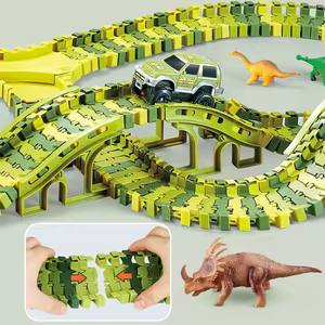 240 pz dinosauro costruzione piste da corsa ingegneria <span class=keywords><strong>pista</strong></span> veicoli ferroviari Slot giocattolo educazione assemblare giocattolo per bambini - Product Image 5