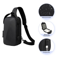 Sac étanche et antivol personnalisé Sac pour Homme Sac à bandoulière USB avec verrouillage par mot de passe Sac de poitrine Sac à bandoulière pour hommes Sac à bandoulière pour hommes
