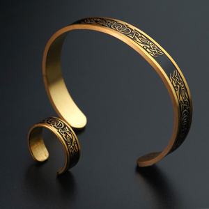 Ensemble de bijoux Hip Hop, bracelet en acier inoxydable, nœud celtique irlandais, bracelet vintage, bracelet pour homme, bijoux amulette pour homme - Product Image 1