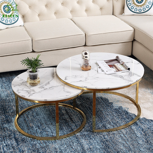 Modern <strong>White</strong> Black Living Room Center Marble Top Round Gold <strong>Nesting</strong> Coffee <strong>Table</strong> for Home - Product Image 6