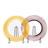 Assiettes de présentation décoratives en verre doré 33 cm, écologiques, rondes, de luxe, pour mariages et événements, vente en gros