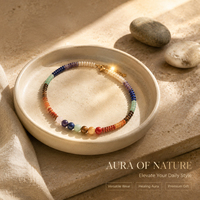 Collier de perles rondelles sept chakras avec chaîne dorée et perles d'accentuation, collier énergétique en cristal de guérison, vente en gros