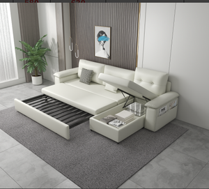 Sang Trọng 3-Chỗ Ngồi <span class=keywords><strong>L</strong></span>-Hình Dạng <span class=keywords><strong>Sofa</strong></span> Đặt Trắng Có Thể Ngả Góc Phòng Chờ Cho Phòng Khách - Product Image 1