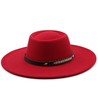 Klassieke wollen vilt fedora hoeden voor heren en dames, 9,5 cm brede rand, Panama hoed met riem