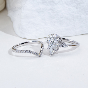 Messi Jewelry MSR-2077 14K Gold Pear Shape Lab Grown <b>Diamond</b> <b>Ring</b> - Product Image 3