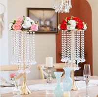 Centre de table en métal cristal doré pour la maison et les événements de mariage