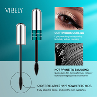 Mascara sans logo 2in1 étanche 4D fibre de soie double brosses allongeant les cils épaississants sans agglomération Mascara sans marque