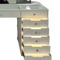 Table de toilette moderne en bois de chêne massif avec miroir éclairé, design écologique et durable pour chambre et salle de bain