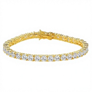 J&C Round Brilliant Cut Lab Grown Diamond 14k Gold Tennis <b>Bracelet</b> Women - Product Image 2