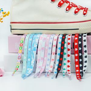 Olian Vente en gros Personnalisé Qualité supérieure Pêche Coeur Imprimé Noir Blanc AF Lacet Toile Sport Lacets Plats - Product Image 1